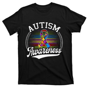 Autism Awareness Colorful Puzzle Ribbon T-Shirt