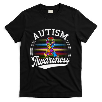 Autism Awareness Colorful Puzzle Ribbon T-Shirt