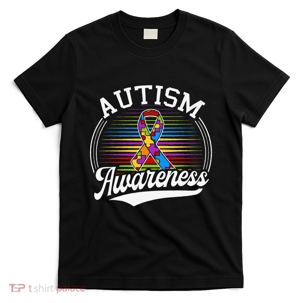 Autism Awareness Colorful Puzzle Ribbon T-Shirt