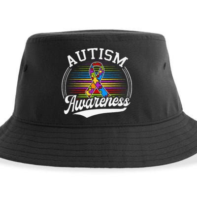 Autism Awareness Colorful Puzzle Ribbon Sustainable Bucket Hat