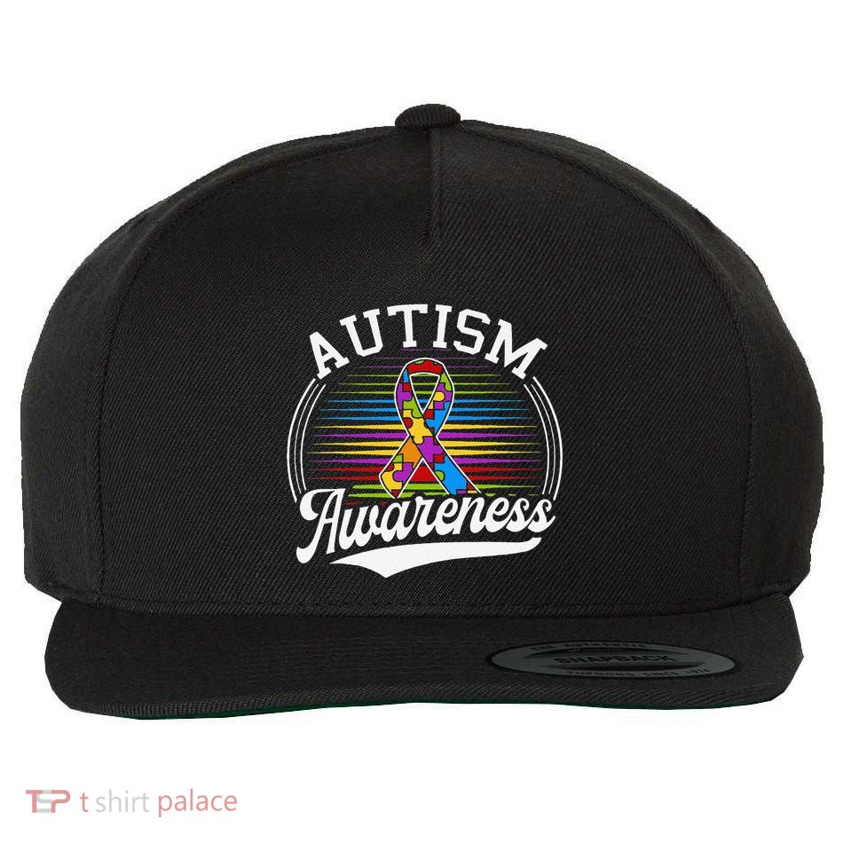 Autism Awareness Colorful Puzzle Ribbon Wool Snapback Cap