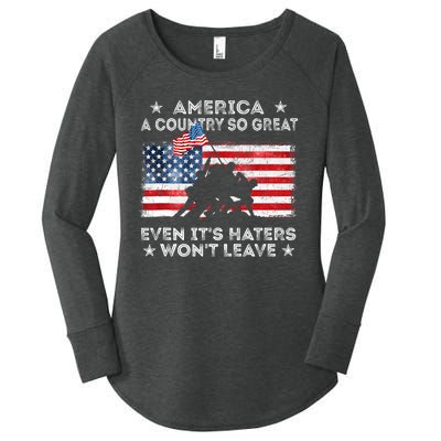 America A Country So Great Even Its Haters Wont Leave Women's Perfect Tri Tunic Long Sleeve Shirt