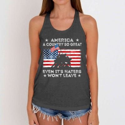 America A Country So Great Even Its Haters Wont Leave Women's Knotted Racerback Tank