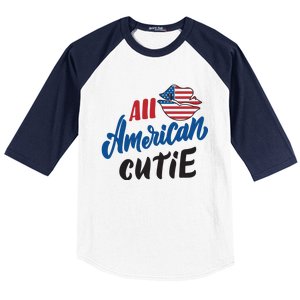 All American Cutie | 4th Of July Family Outfits Baseball Sleeve Shirt