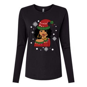 African American Christmas Santa Claus Gift Womens Cotton Relaxed Long Sleeve T-Shirt