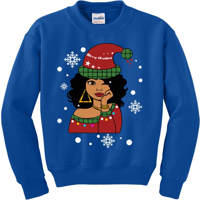 African American Christmas Santa Claus Gift Kids Sweatshirt