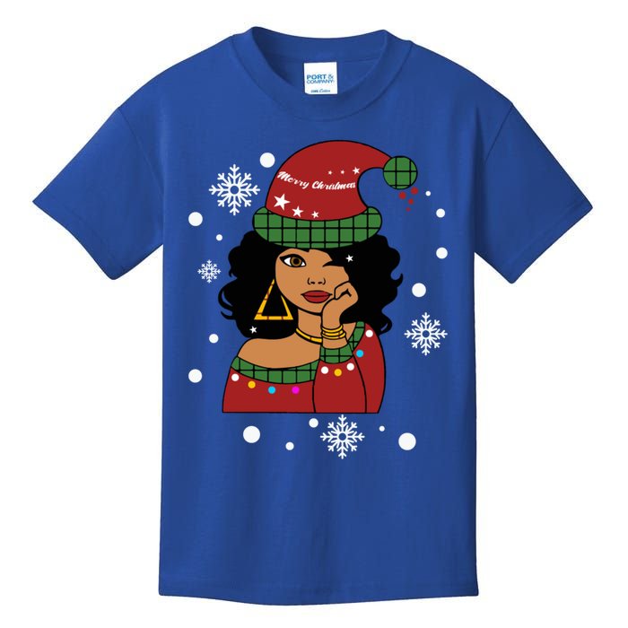 African American Christmas Santa Claus Gift Kids T-Shirt