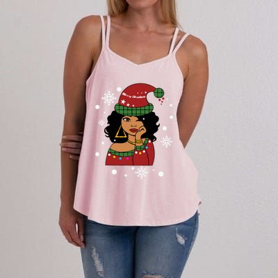 African American Christmas Santa Claus Gift Women's Strappy Tank