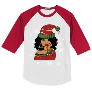 African American Christmas Santa Claus Gift Kids Colorblock Raglan Jersey