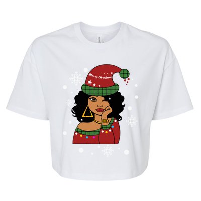 African American Christmas Santa Claus Gift Bella+Canvas Jersey Crop Tee