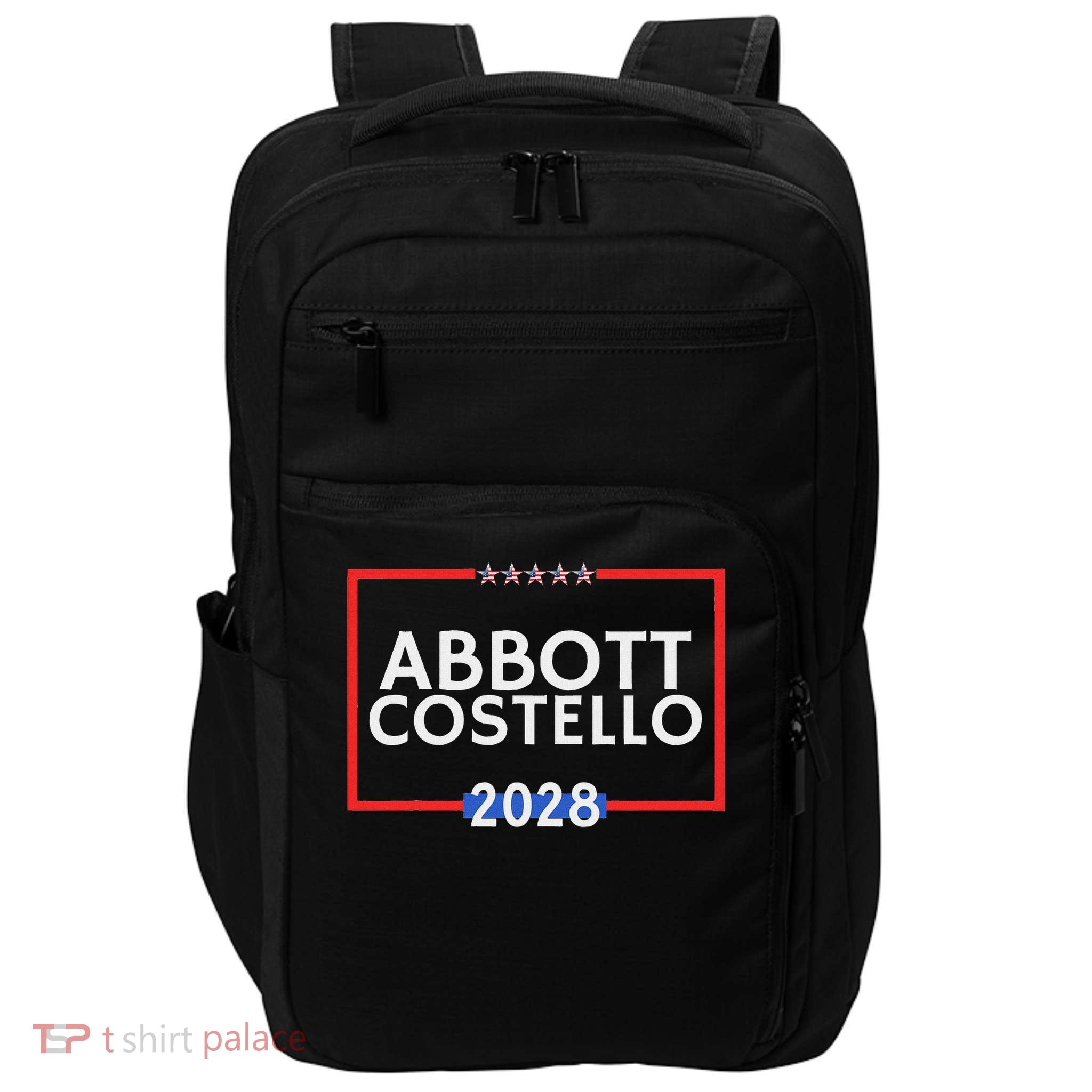 Abbot And Costello 2028 Is Funny Political Election Impact Tech Backpack