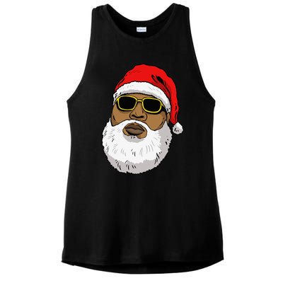 African American Christmas Hip Hop Santa Ladies PosiCharge Tri-Blend Wicking Tank