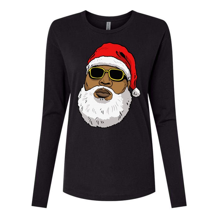 African American Christmas Hip Hop Santa Womens Cotton Relaxed Long Sleeve T-Shirt