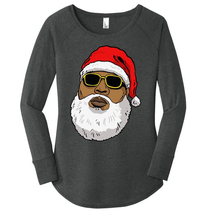 African American Christmas Hip Hop Santa Women's Perfect Tri Tunic Long Sleeve Shirt