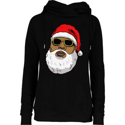 African American Christmas Hip Hop Santa Womens Funnel Neck Pullover Hood