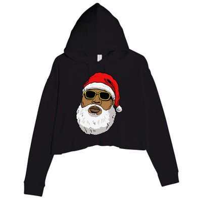 African American Christmas Hip Hop Santa Crop Fleece Hoodie