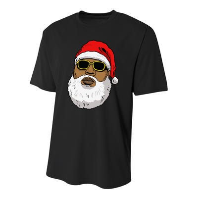 African American Christmas Hip Hop Santa Youth Performance Sprint T-Shirt