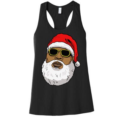 African American Christmas Hip Hop Santa Women's Racerback Tank