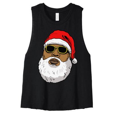 African American Christmas Hip Hop Santa Women's Racerback Cropped Tank