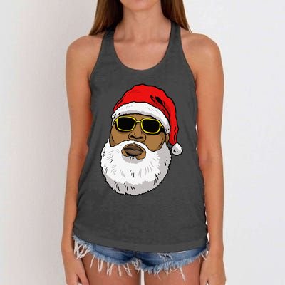 African American Christmas Hip Hop Santa Women's Knotted Racerback Tank