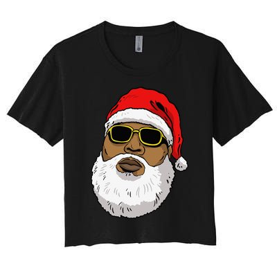 African American Christmas Hip Hop Santa Women's Crop Top Tee