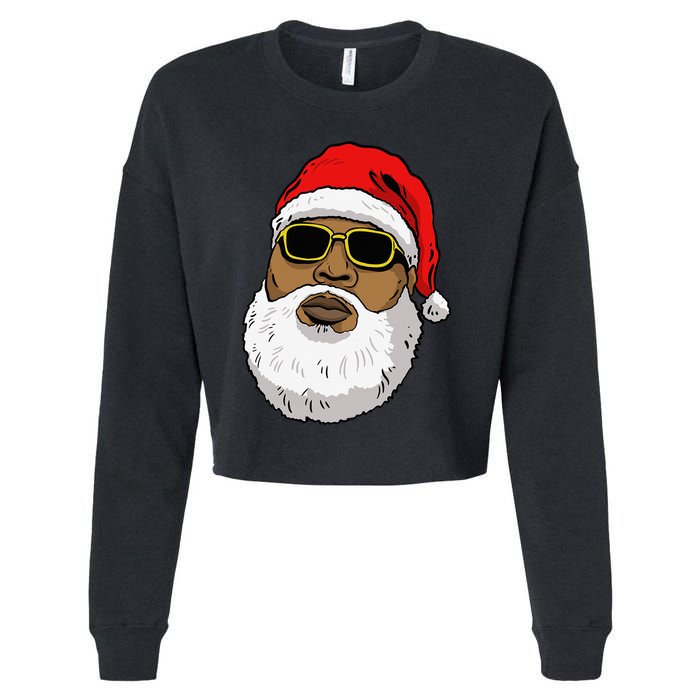 African American Christmas Hip Hop Santa Cropped Pullover Crew