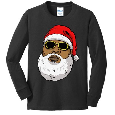 African American Christmas Hip Hop Santa Kids Long Sleeve Shirt