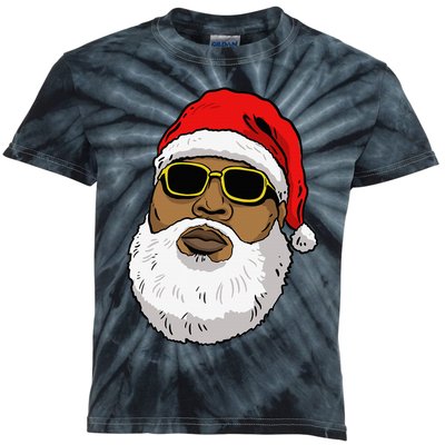 African American Christmas Hip Hop Santa Kids Tie-Dye T-Shirt