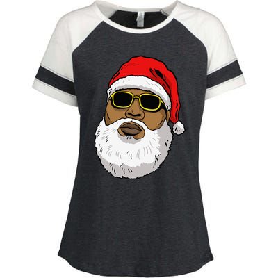 African American Christmas Hip Hop Santa Enza Ladies Jersey Colorblock Tee