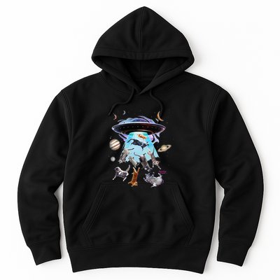 Aliens Abducting Cats Cat Kittens Ufo Saucer Cat Lover Gifts Hoodie