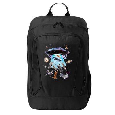 Aliens Abducting Cats Cat Kittens Ufo Saucer Cat Lover Gifts City Backpack