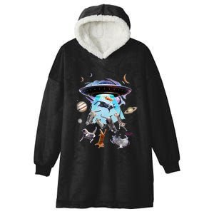 Aliens Abducting Cats Cat Kittens Ufo Saucer Cat Lover Gifts Hooded Wearable Blanket