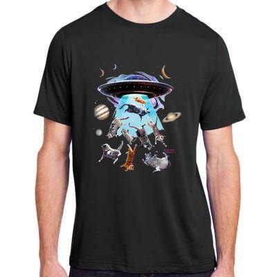 Aliens Abducting Cats Cat Kittens Ufo Saucer Cat Lover Gifts Adult ChromaSoft Performance T-Shirt