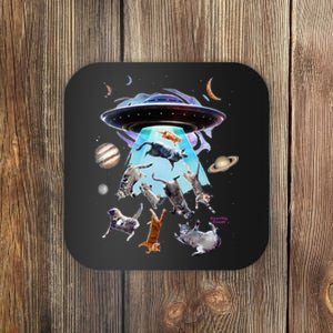 Aliens Abducting Cats Cat Kittens Ufo Saucer Cat Lover Gifts Coaster