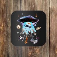 Aliens Abducting Cats Cat Kittens Ufo Saucer Cat Lover Gifts Coaster