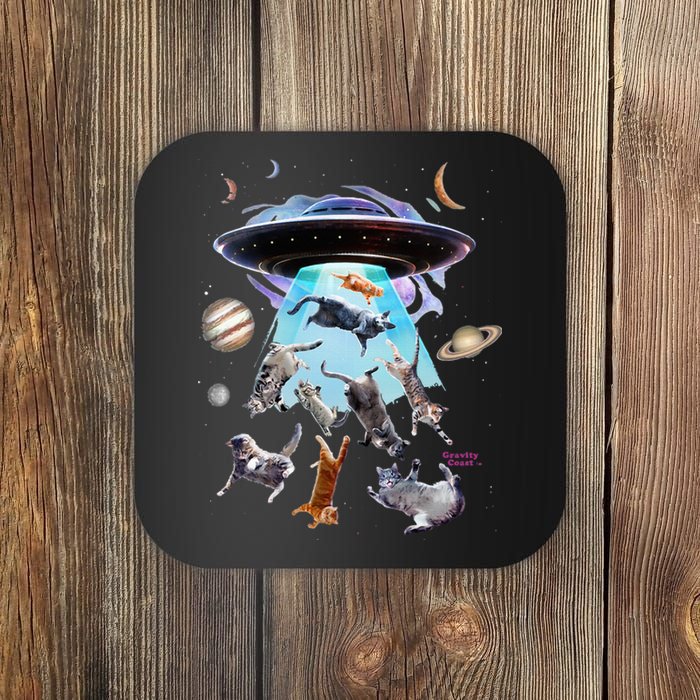 Aliens Abducting Cats Cat Kittens Ufo Saucer Cat Lover Gifts Coaster