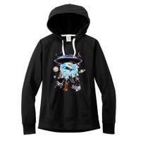 Aliens Abducting Cats Cat Kittens Ufo Saucer Cat Lover Gifts Women's Fleece Hoodie