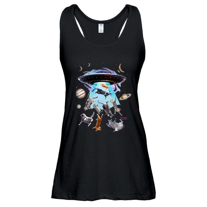 Aliens Abducting Cats Cat Kittens Ufo Saucer Cat Lover Gifts Ladies Essential Flowy Tank