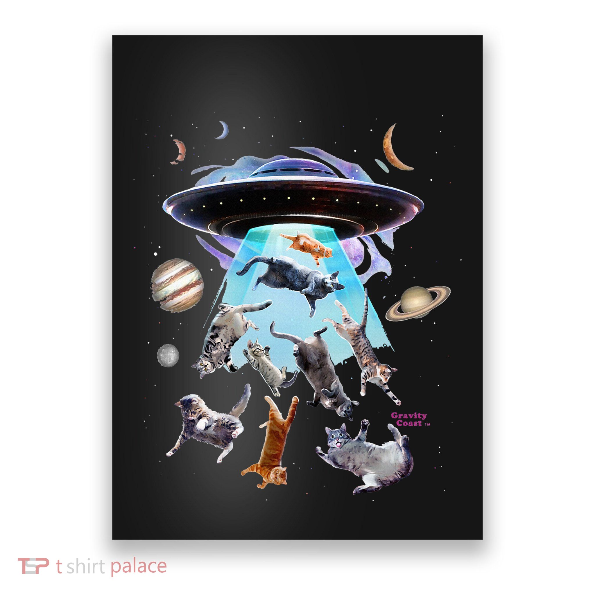 Aliens Abducting Cats Cat Kittens Ufo Saucer Cat Lover Gifts Poster