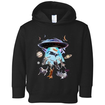 Aliens Abducting Cats Cat Kittens Ufo Saucer Cat Lover Gifts Toddler Hoodie