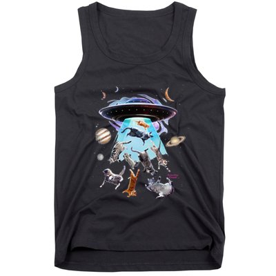 Aliens Abducting Cats Cat Kittens Ufo Saucer Cat Lover Gifts Tank Top