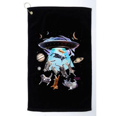 Aliens Abducting Cats Cat Kittens Ufo Saucer Cat Lover Gifts Golf Towel