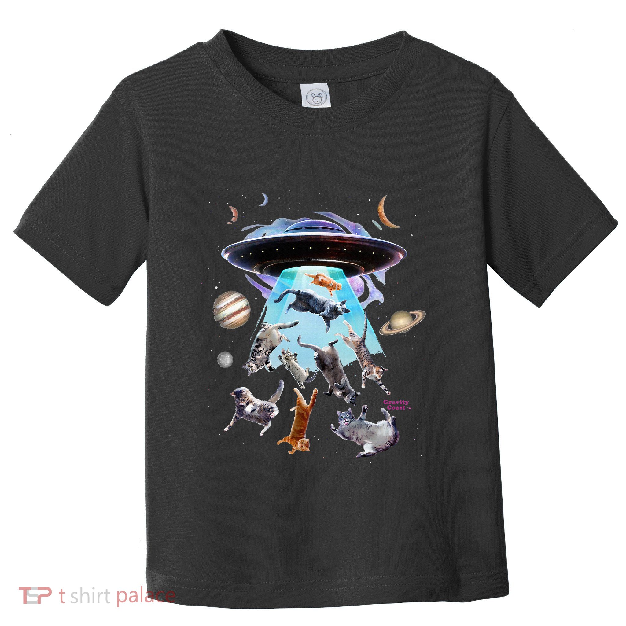 Aliens Abducting Cats Cat Kittens Ufo Saucer Cat Lover Gifts Toddler T-Shirt
