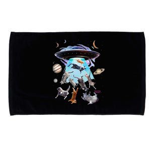 Aliens Abducting Cats Cat Kittens Ufo Saucer Cat Lover Gifts Microfiber Hand Towel