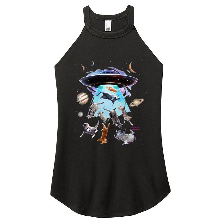 Aliens Abducting Cats Cat Kittens Ufo Saucer Cat Lover Gifts Women's Perfect Tri Rocker Tank
