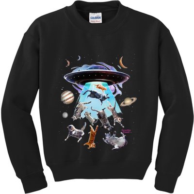 Aliens Abducting Cats Cat Kittens Ufo Saucer Cat Lover Gifts Kids Sweatshirt