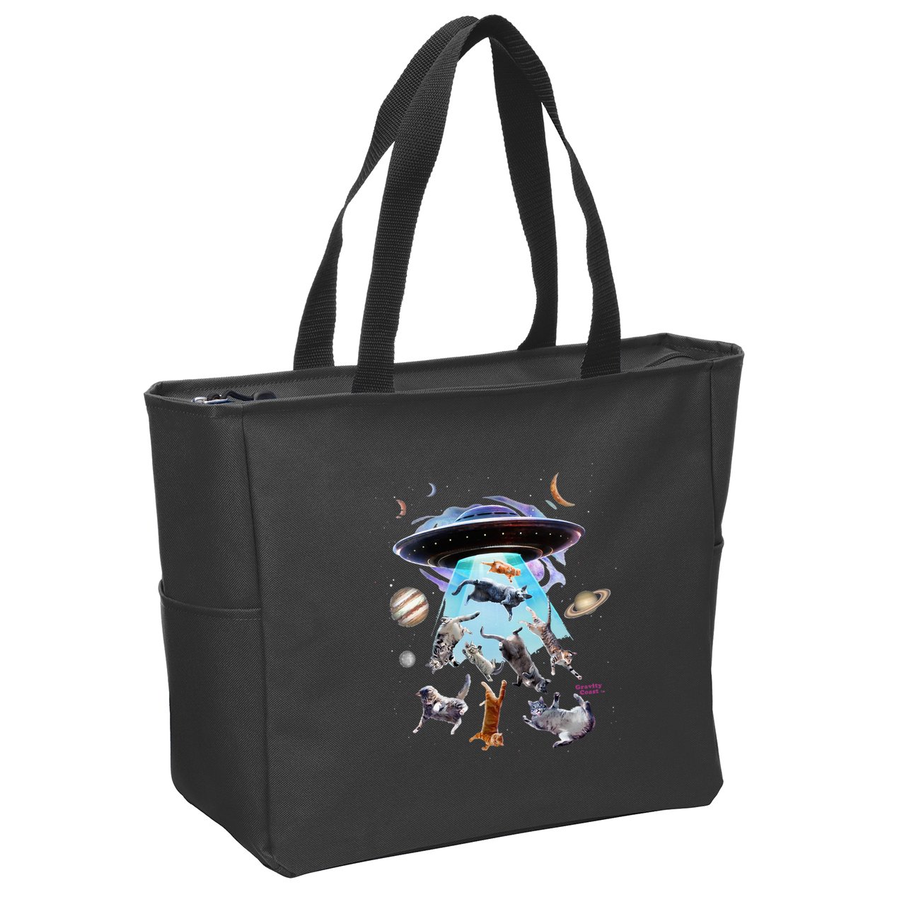 Aliens Abducting Cats Cat Kittens Ufo Saucer Cat Lover Gifts Zip Tote Bag