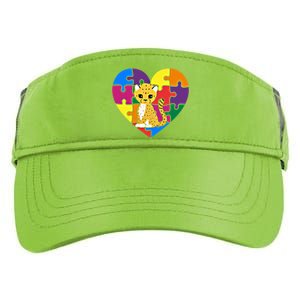 Autism Awareness Cheetahs Heart ValentineS Day Puzzle Piece Funny Gift Adult Drive Performance Visor