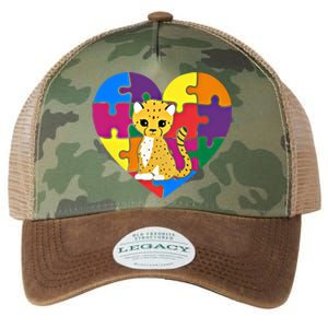 Autism Awareness Cheetahs Heart ValentineS Day Puzzle Piece Funny Gift Legacy Tie Dye Trucker Hat