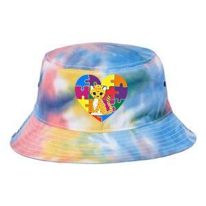 Autism Awareness Cheetahs Heart ValentineS Day Puzzle Piece Funny Gift Tie Dye Newport Bucket Hat